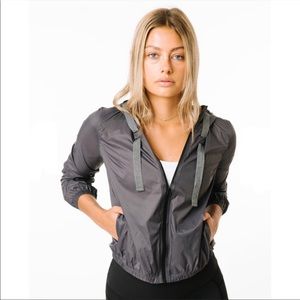 Zyia Gray Hoodie Drawstring Light Windbreaker M